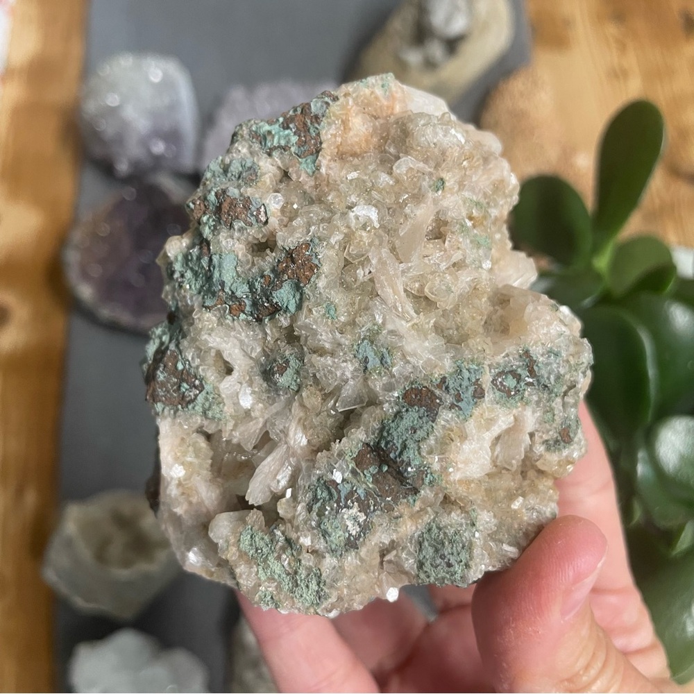 Zeolite crystal ball. Heulandite, stilbite, zeolite crystals